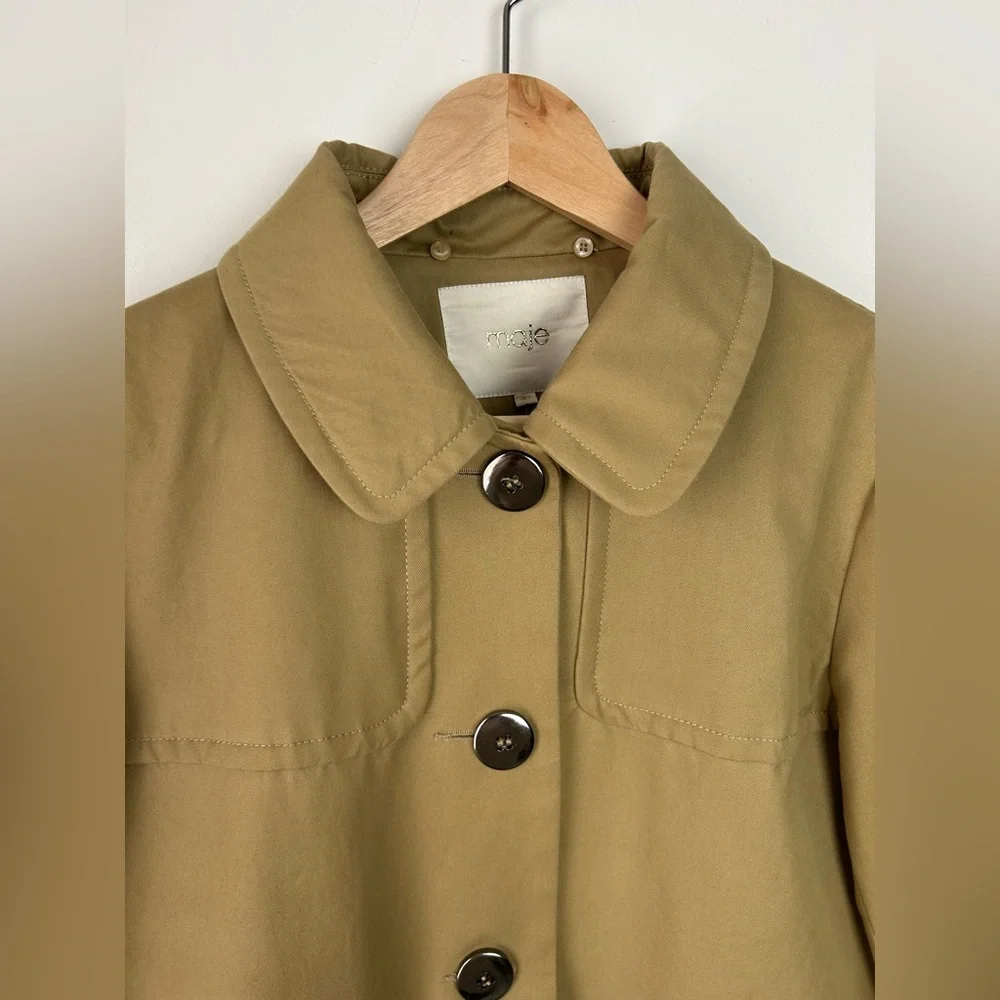 Maje Short Khaki Trench Jacket - Picture 2 of 8